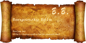 Benyovszky Béla névjegykártya